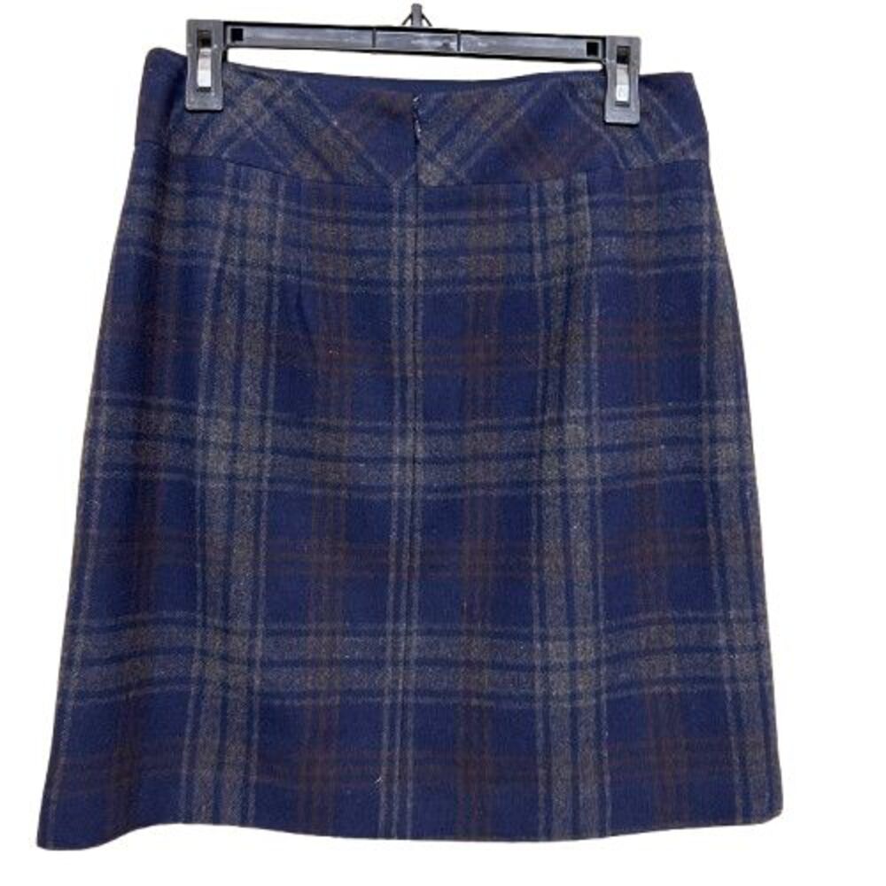 Loft Wool Blend Plaid Pencil Mini Skirt Womens Size 6 Career Casual Academia - Picture 3 of 6